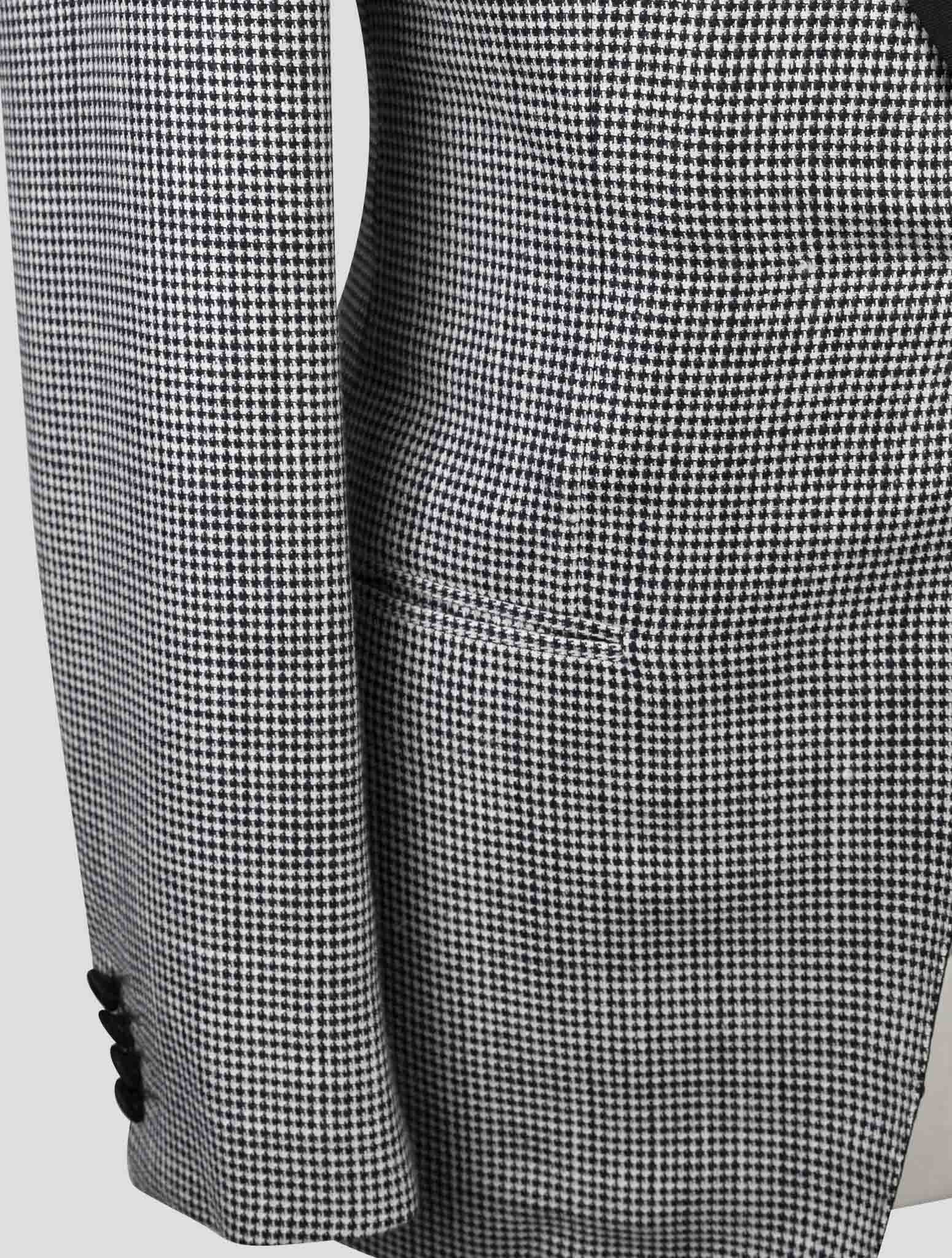 Kiton Black White Cashmere Virgin Wool Silk Linen Smoking Blazer