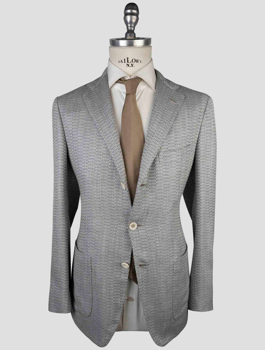 Kiton Gray Cashmere Wool Silk Linen Blazer - Italian Luxury