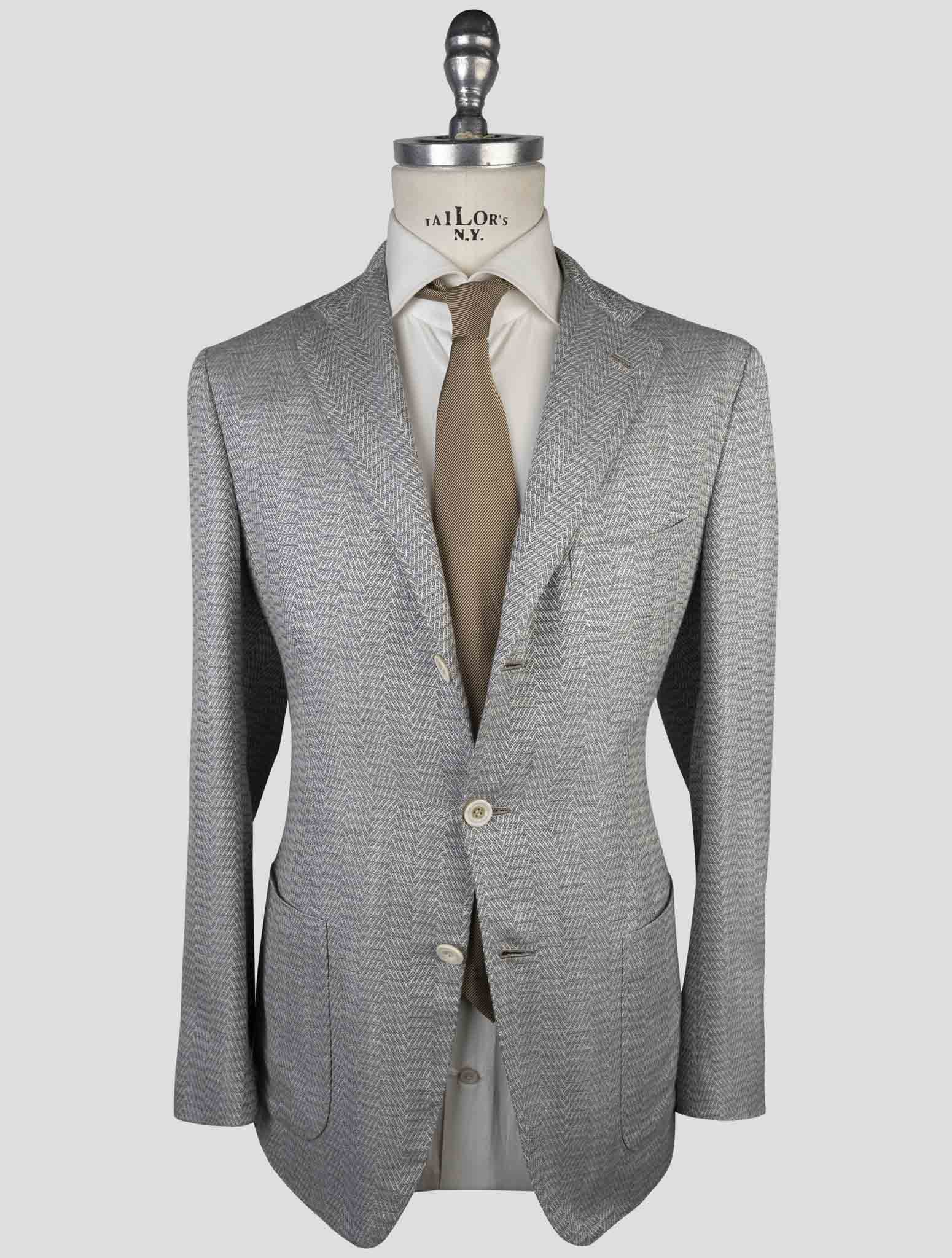 Kiton Gray Cashmere Virgin Wool Silk Linen Blazer