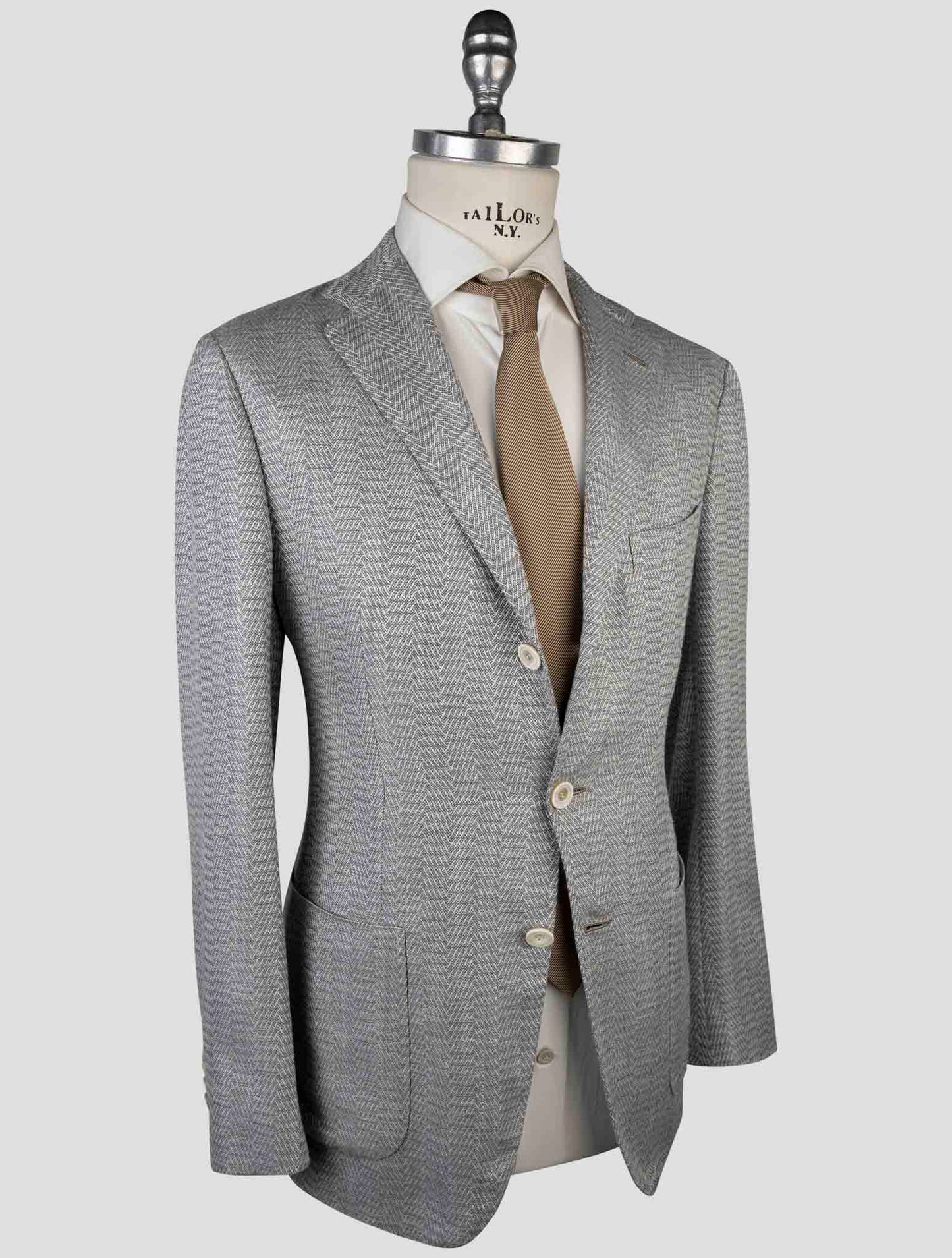Kiton Gray Cashmere Virgin Wool Silk Linen Blazer