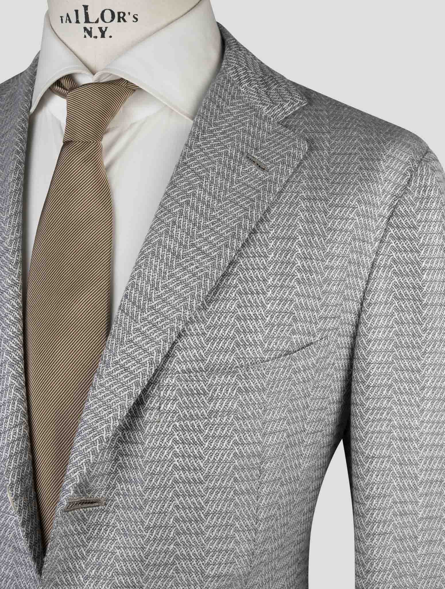Kiton Gray Cashmere Virgin Wool Silk Linen Blazer