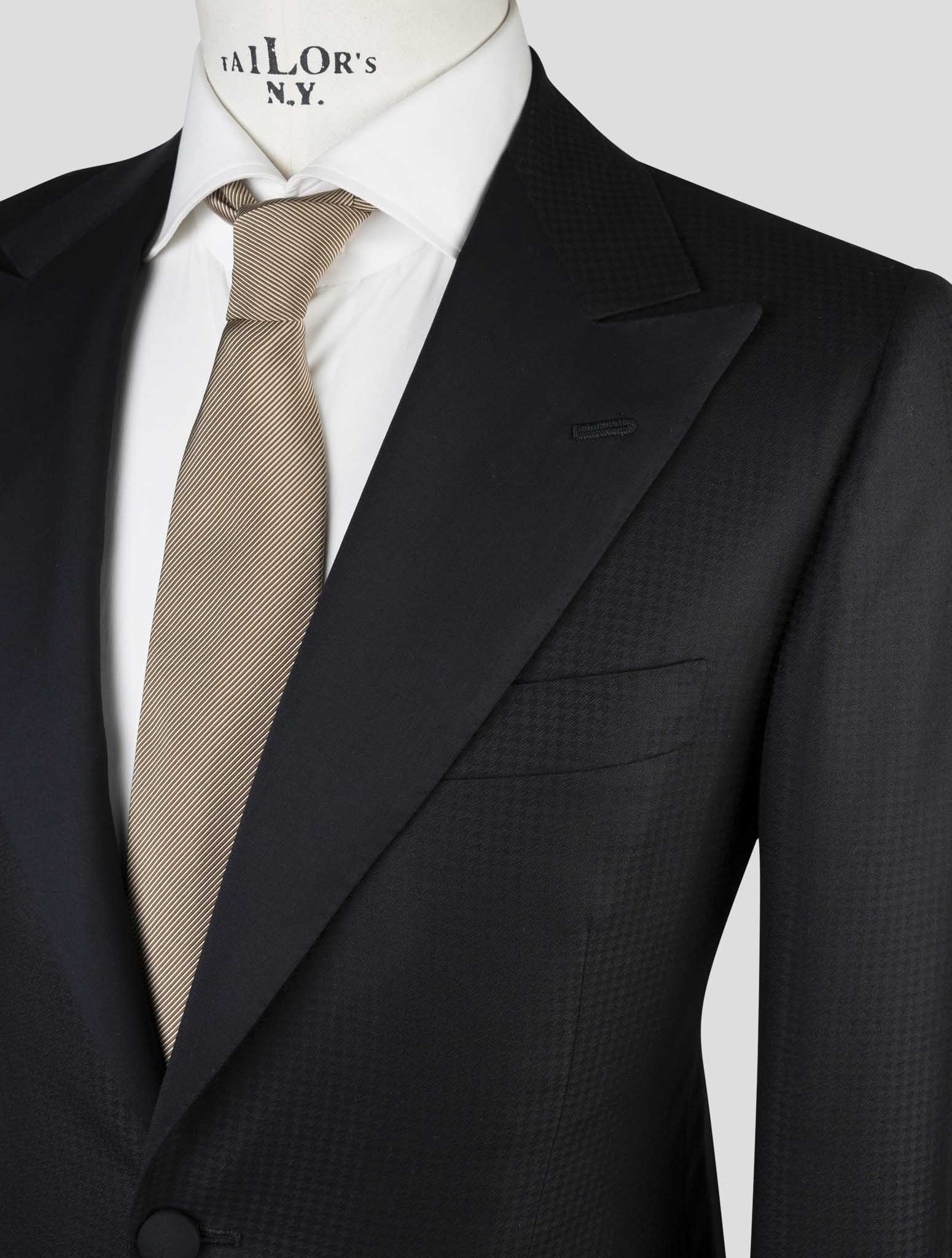 Kiton Black Virgin Wool Silk Smoking Blazer