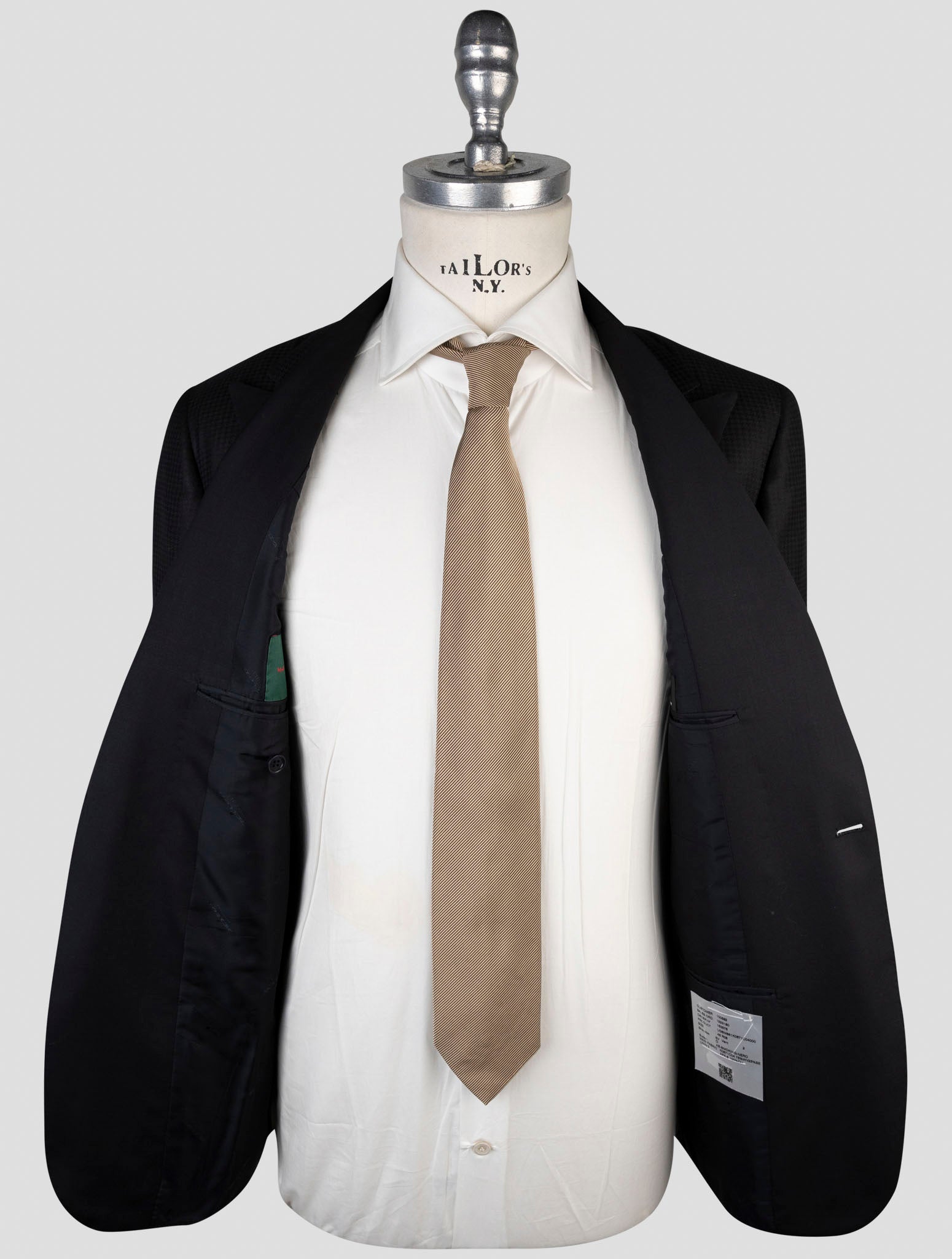 Kiton Black Virgin Wool Silk Smoking Blazer