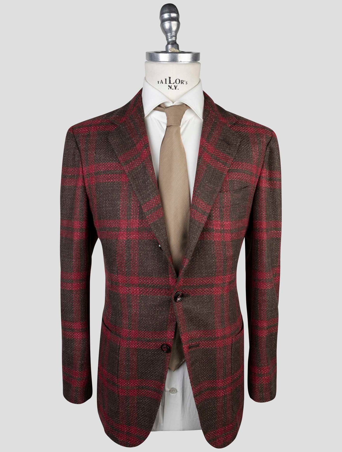Kiton Brown Red Cashmere Virgin Wool Silk Cotton Pa Blazer
