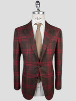 Kiton Brown Red Cashmere Virgin Wool Silk Cotton Pa Blazer