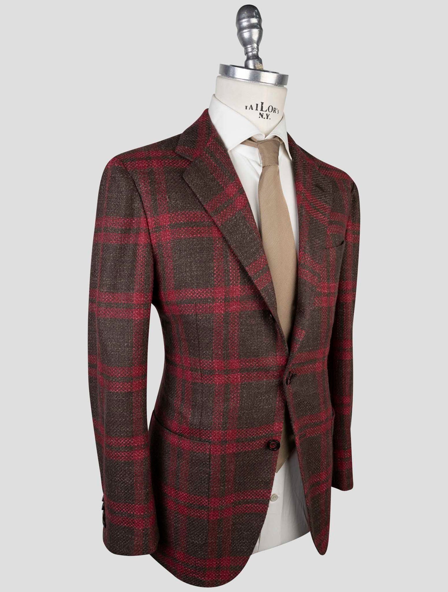 Kiton Brown Red Cashmere Virgin Wool Silk Cotton Pa Blazer
