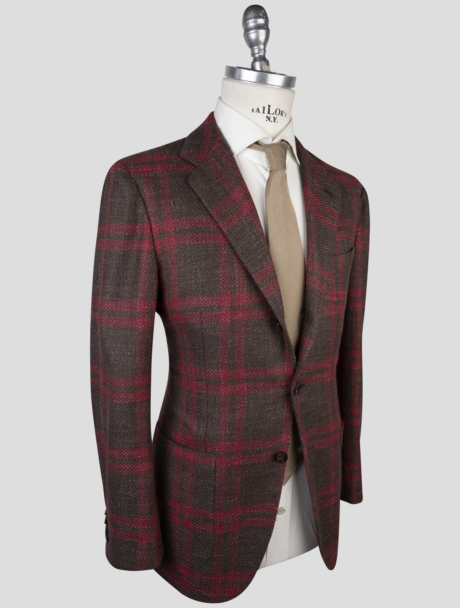 Kiton Brown Red Cashmere Virgin Wool Silk Cotton Pa Blazer