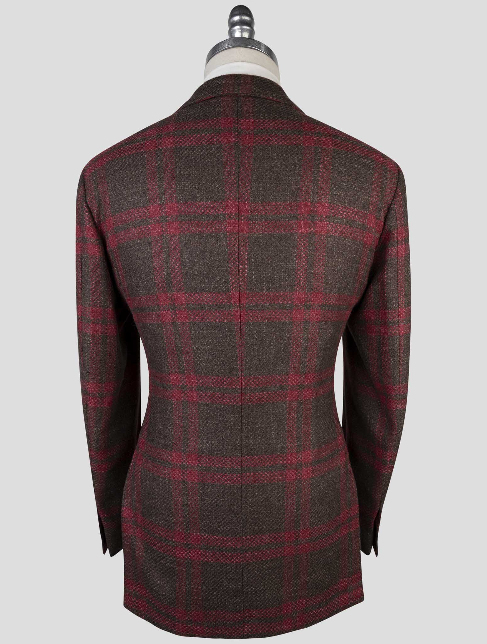 Kiton Brown Red Cashmere Virgin Wool Silk Cotton Pa Blazer