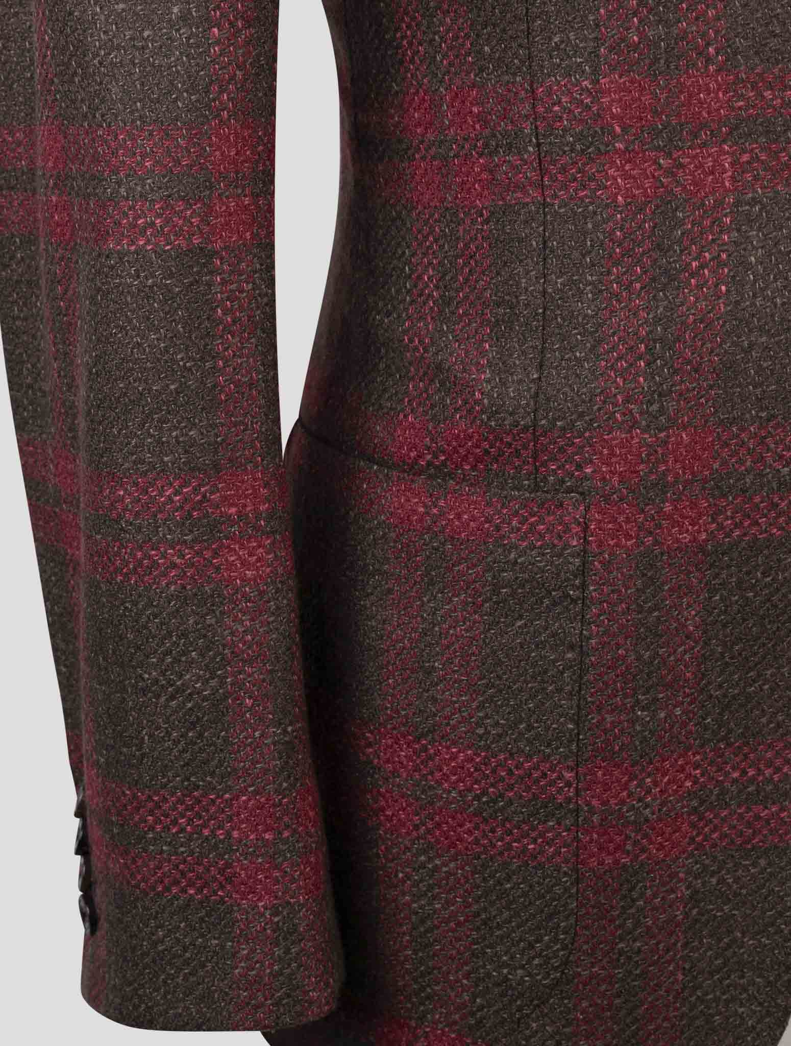 Kiton Brown Red Cashmere Virgin Wool Silk Cotton Pa Blazer