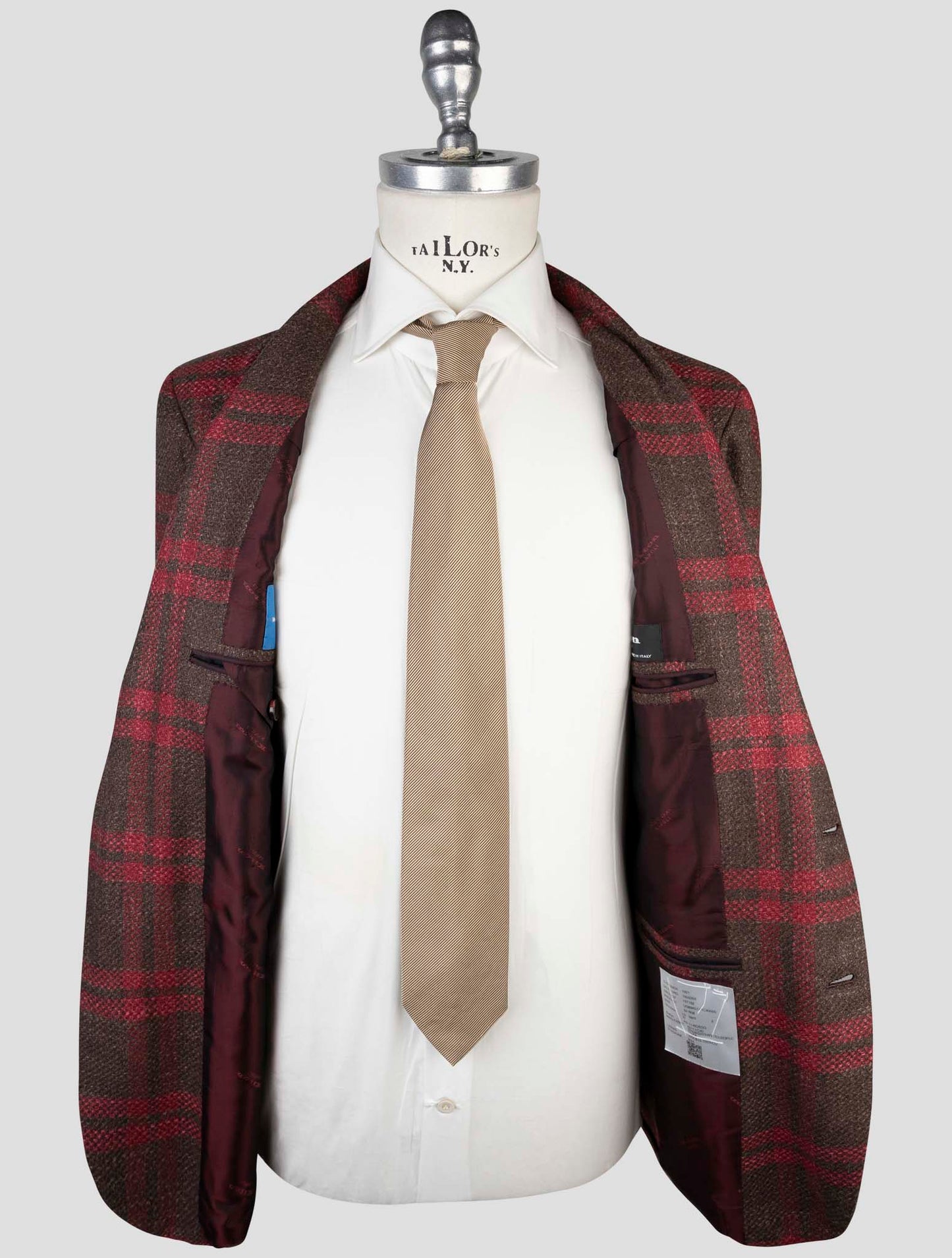 Kiton Brown Red Cashmere Virgin Wool Silk Cotton Pa Blazer