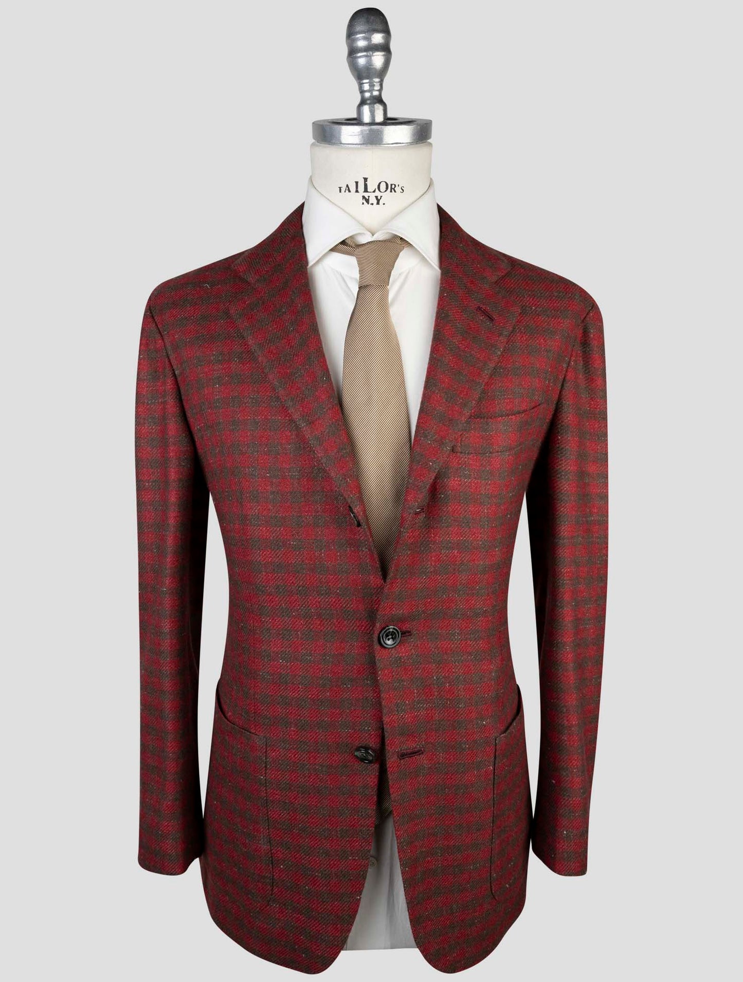Kiton Brown Red Cashmere Silk Linen Blazer