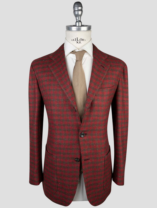 Kiton Brown Red Cashmere Silk Linen Blazer