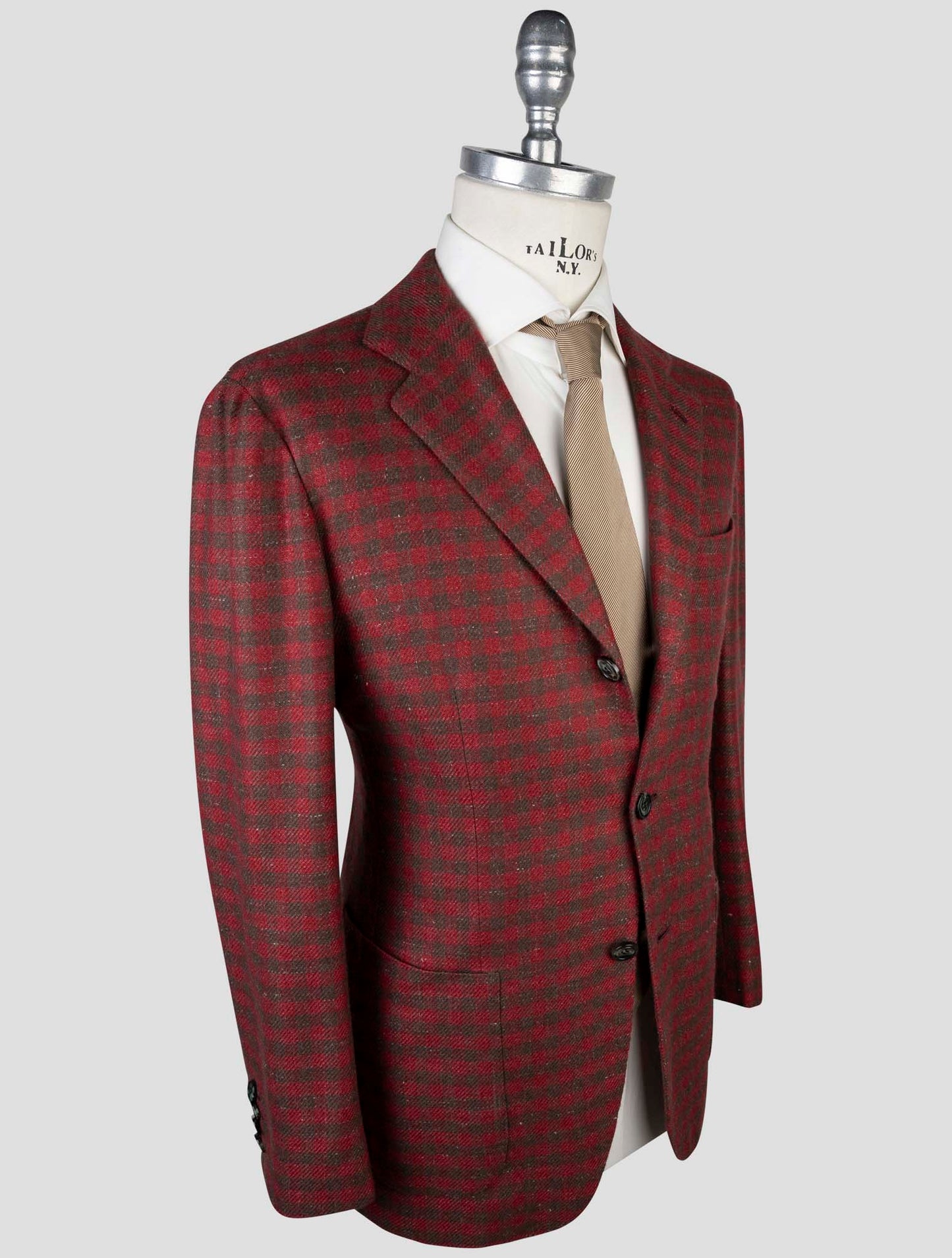 Kiton Brown Red Cashmere Silk Linen Blazer