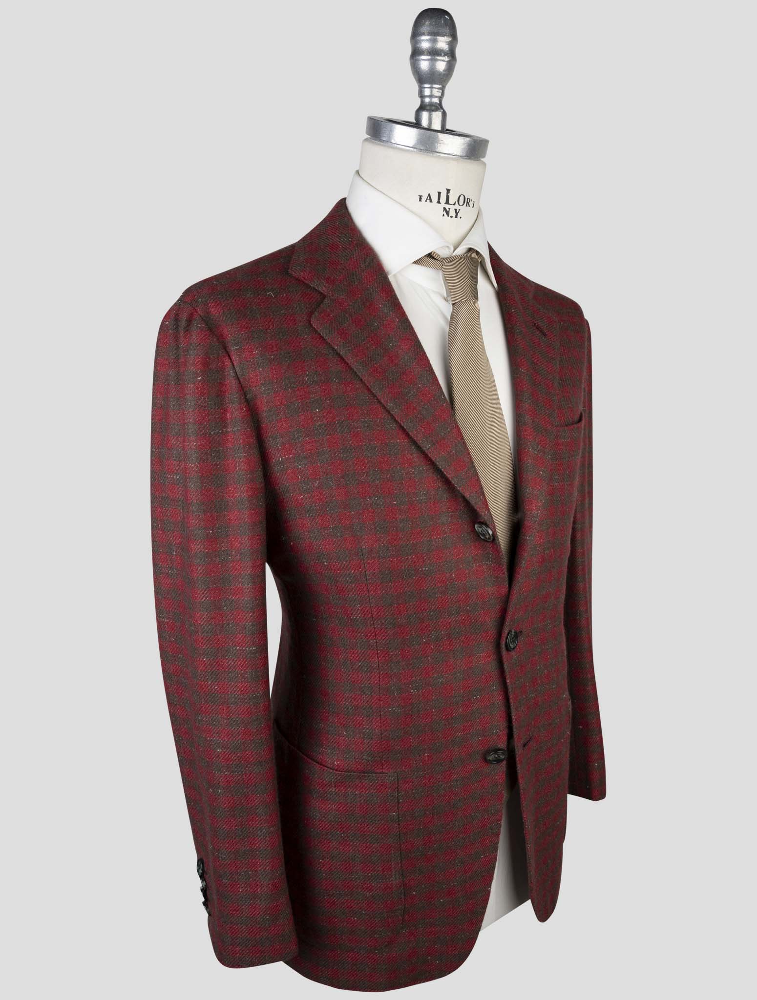 Kiton Brown Red Cashmere Silk Linen Blazer