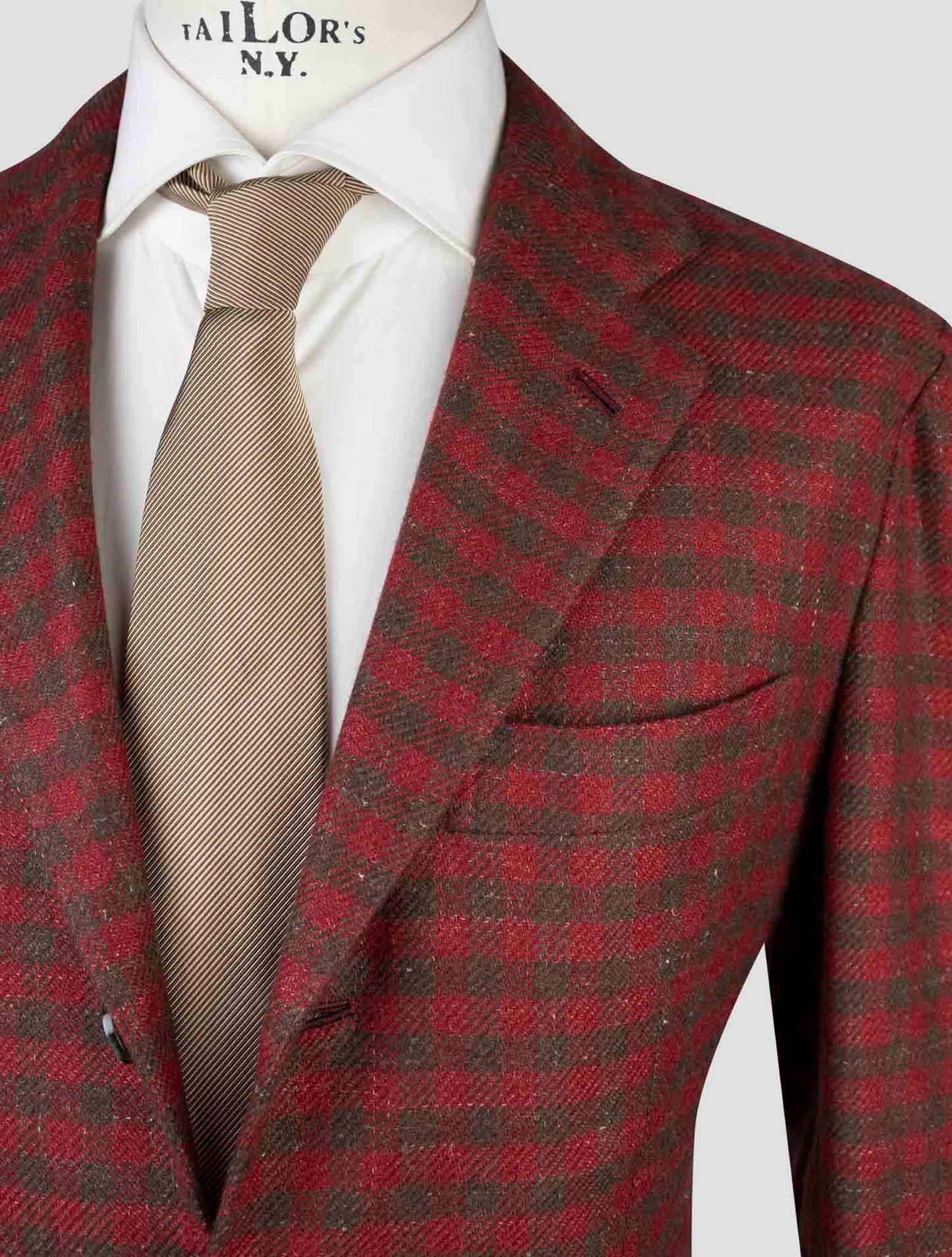 Kiton Brown Red Cashmere Silk Linen Blazer