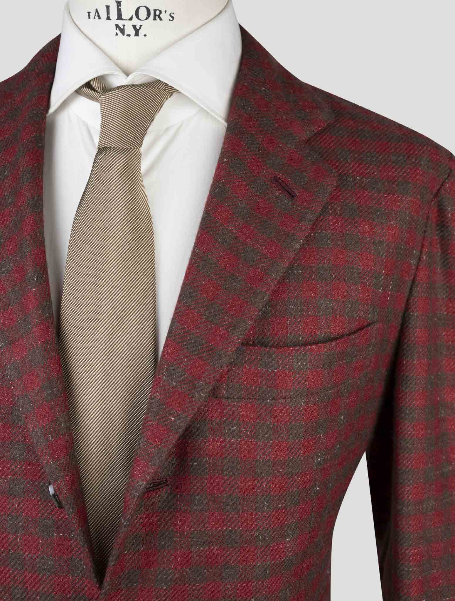 Kiton Brown Red Cashmere Silk Linen Blazer