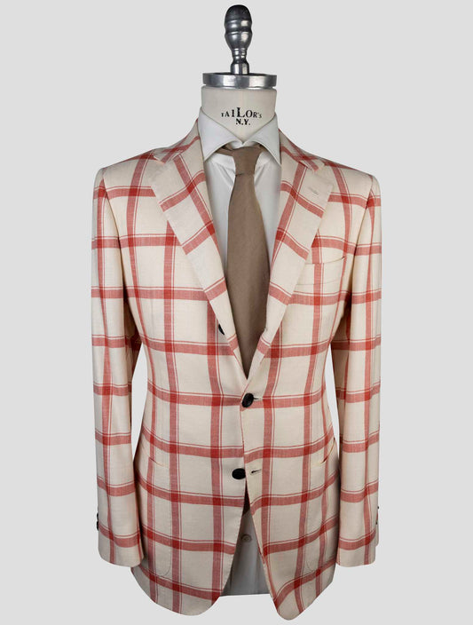 Kiton Red White Cashmere Silk Blazer