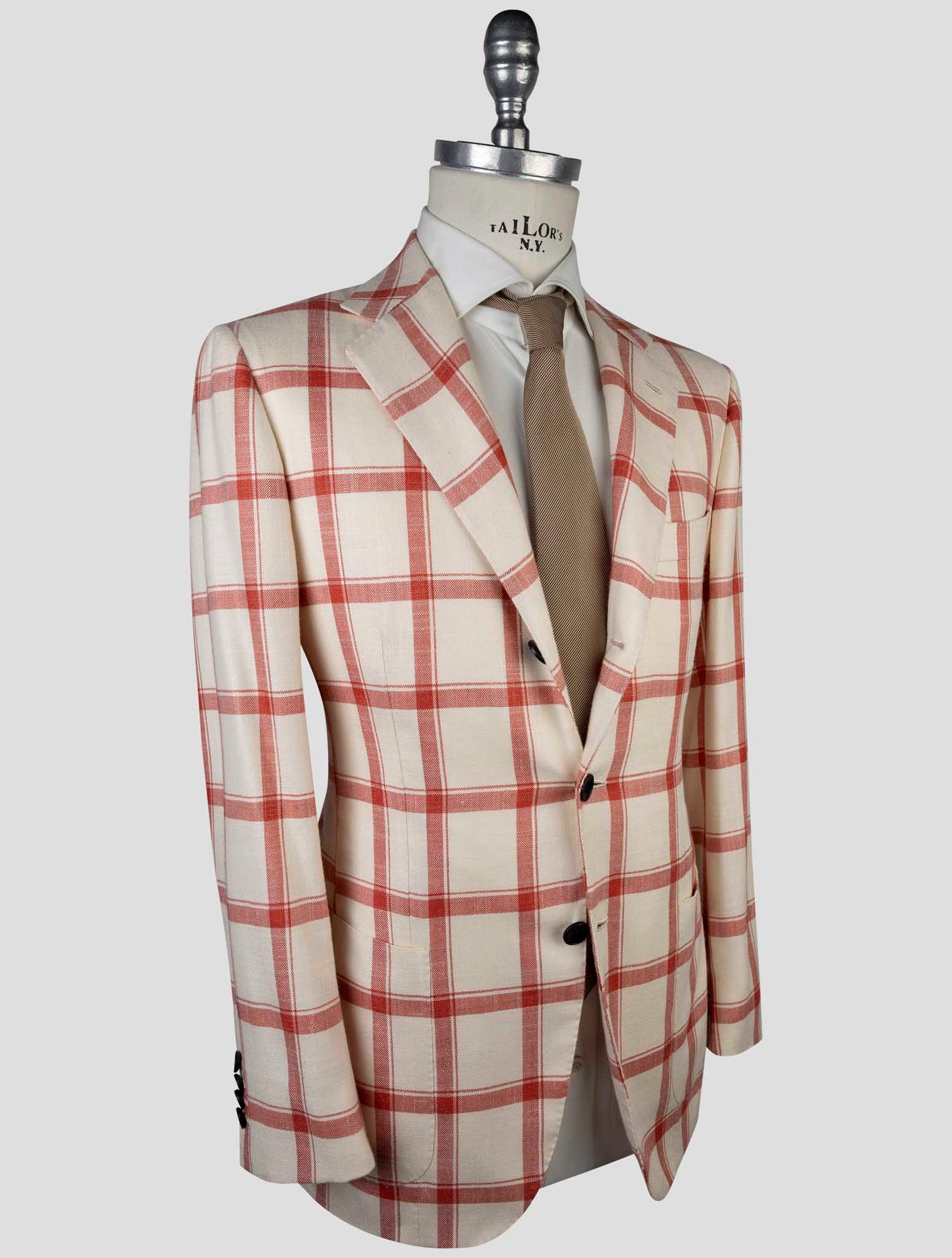 Kiton Red White Cashmere Silk Blazer
