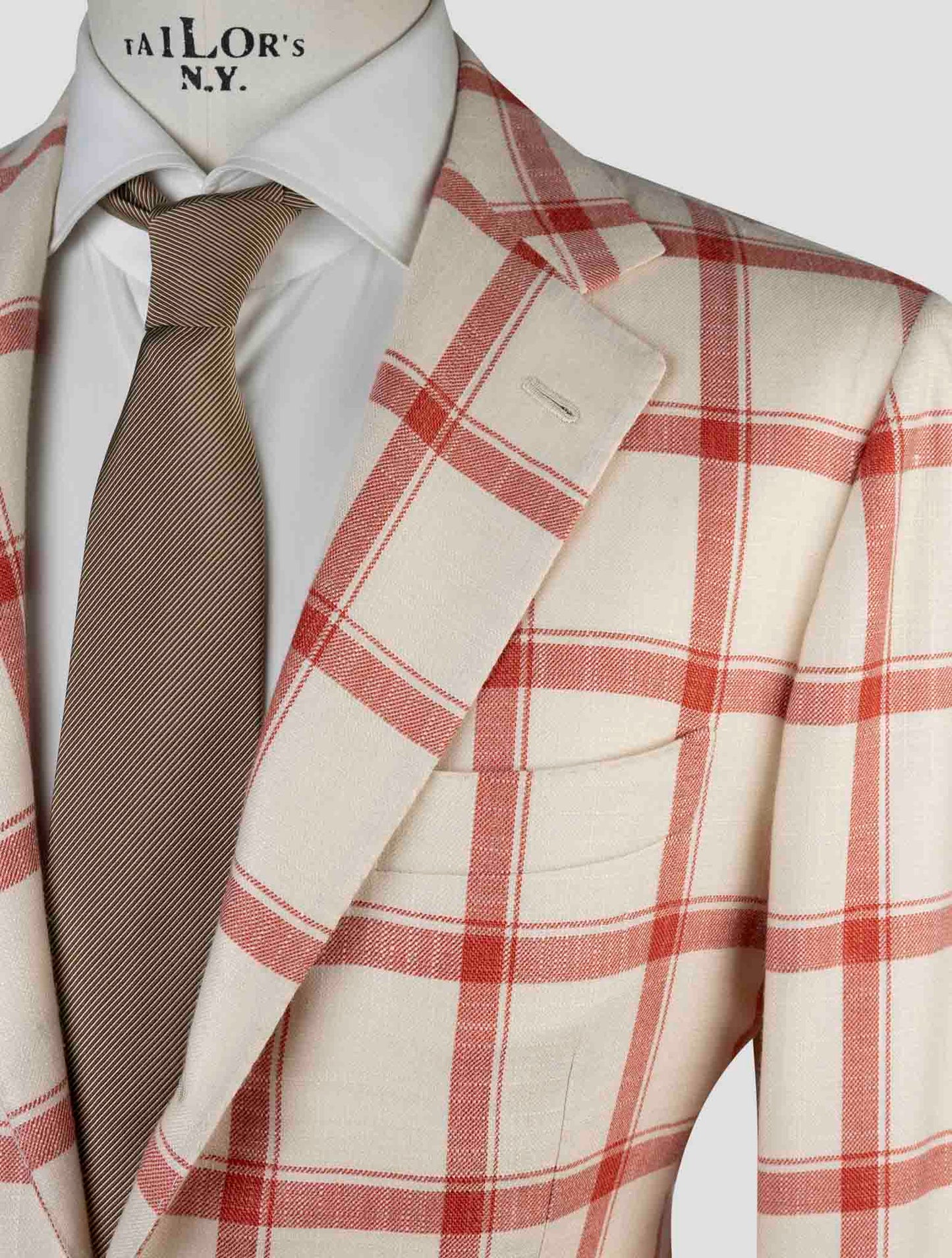 Kiton Red White Cashmere Silk Blazer