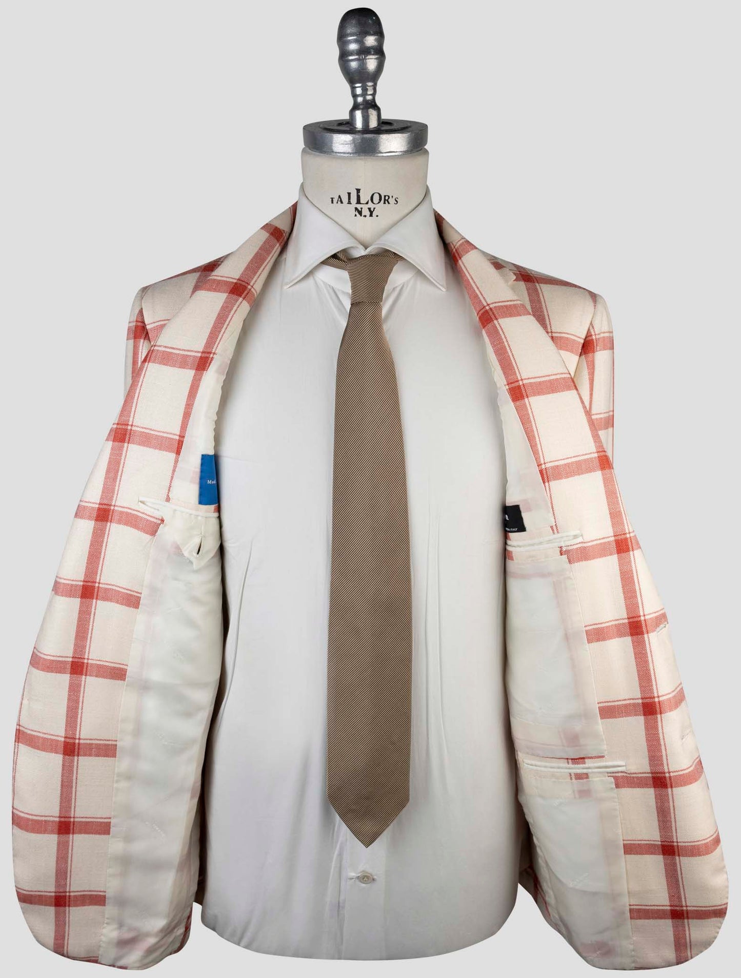 Kiton Red White Cashmere Silk Blazer