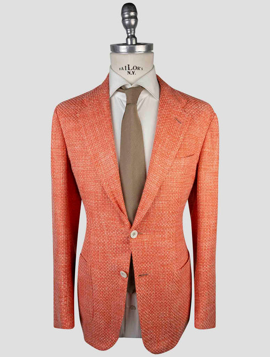 Kiton Orange Cashmere Wool Cotton Silk Linen Blazer