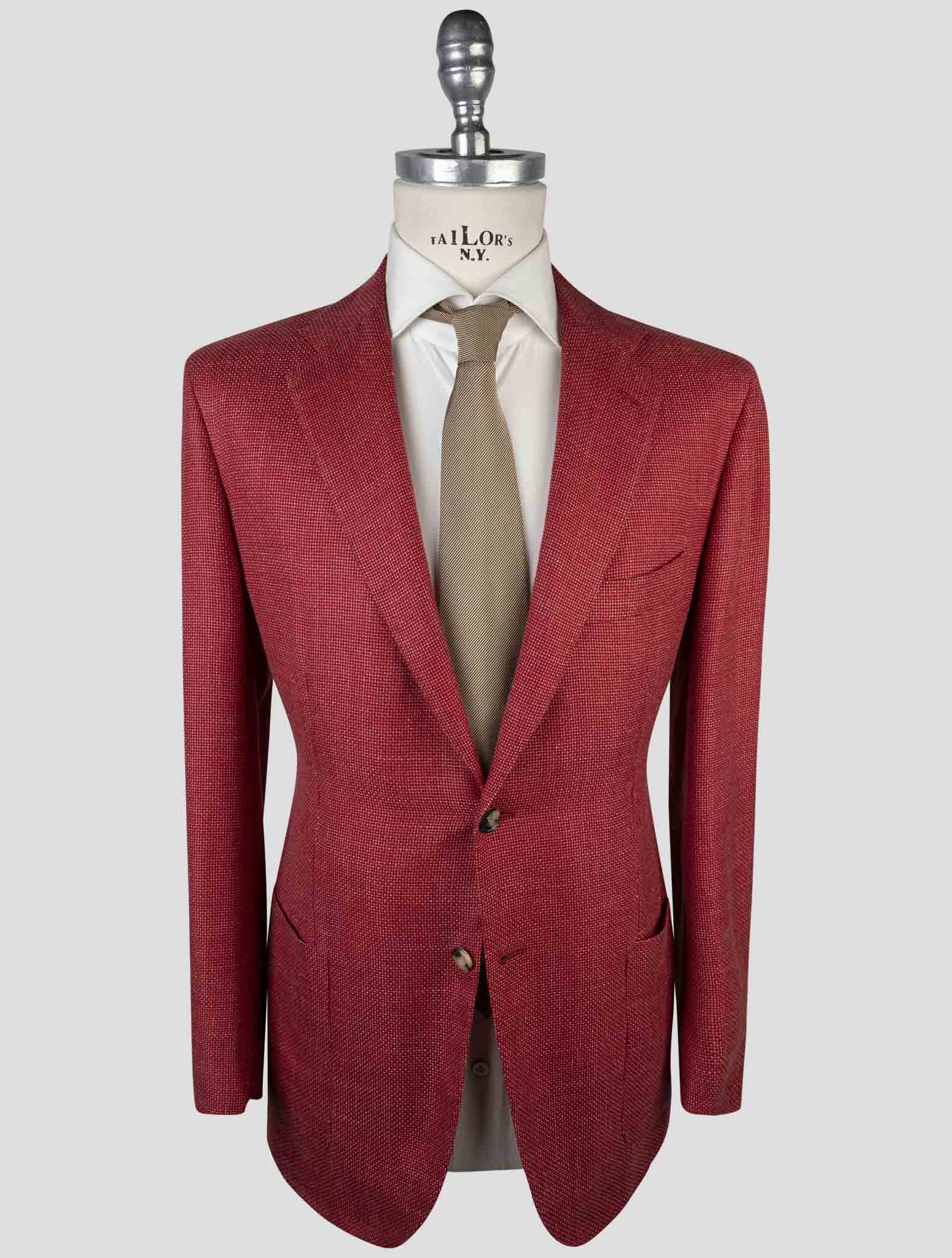Kiton Red  Cashmere Linen Silk Blazer