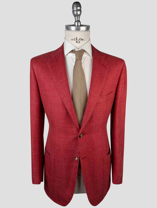Kiton Red  Cashmere Linen Silk Blazer