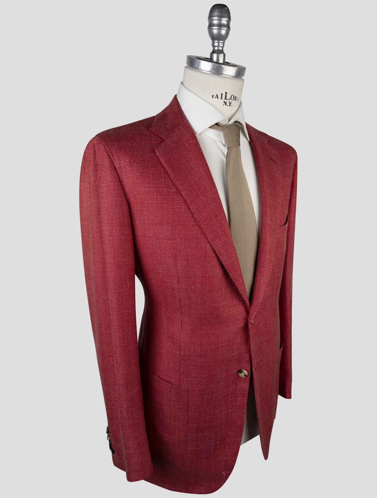 Kiton Red  Cashmere Linen Silk Blazer