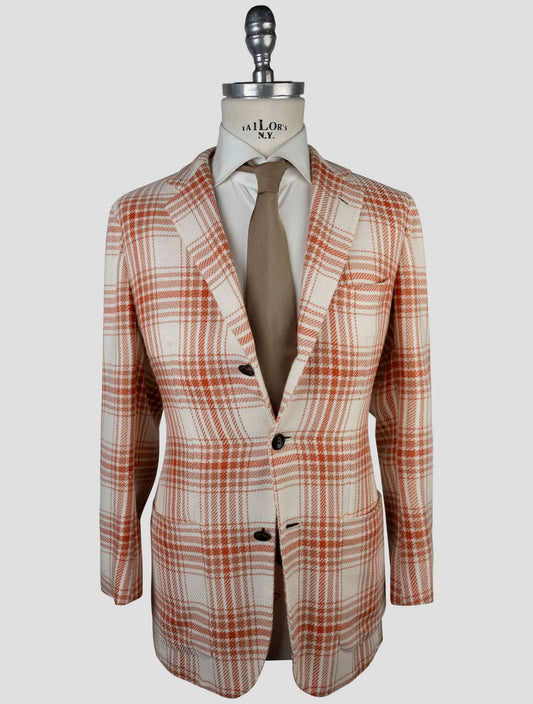 Kiton Orange White Cashmere Cotton Blazer
