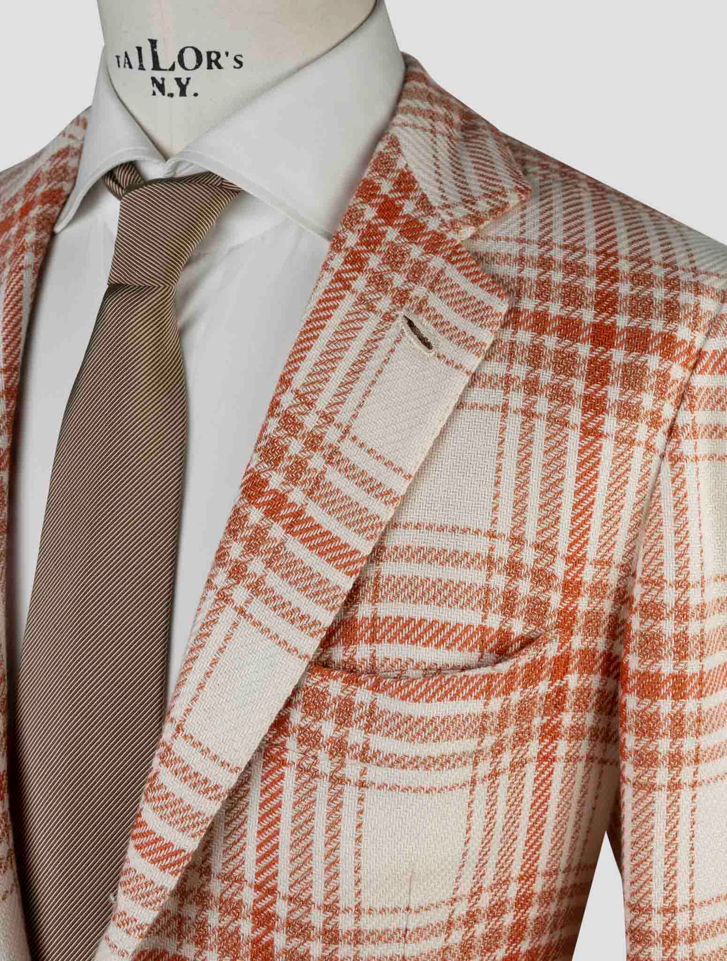 Kiton Orange White Cashmere Cotton Blazer