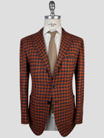 Kiton Orange Blue Cashmere Silk Linen Blazer