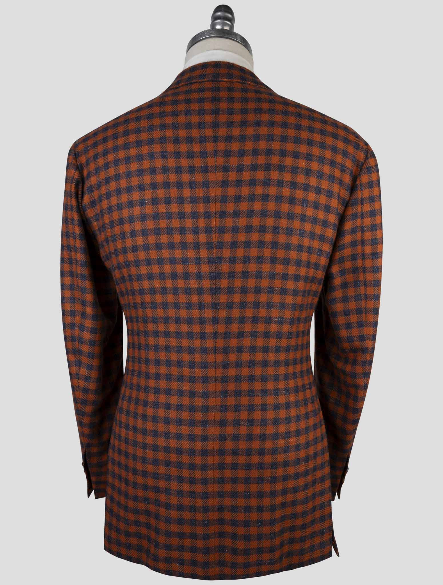Kiton Orange Blue Cashmere Silk Linen Blazer