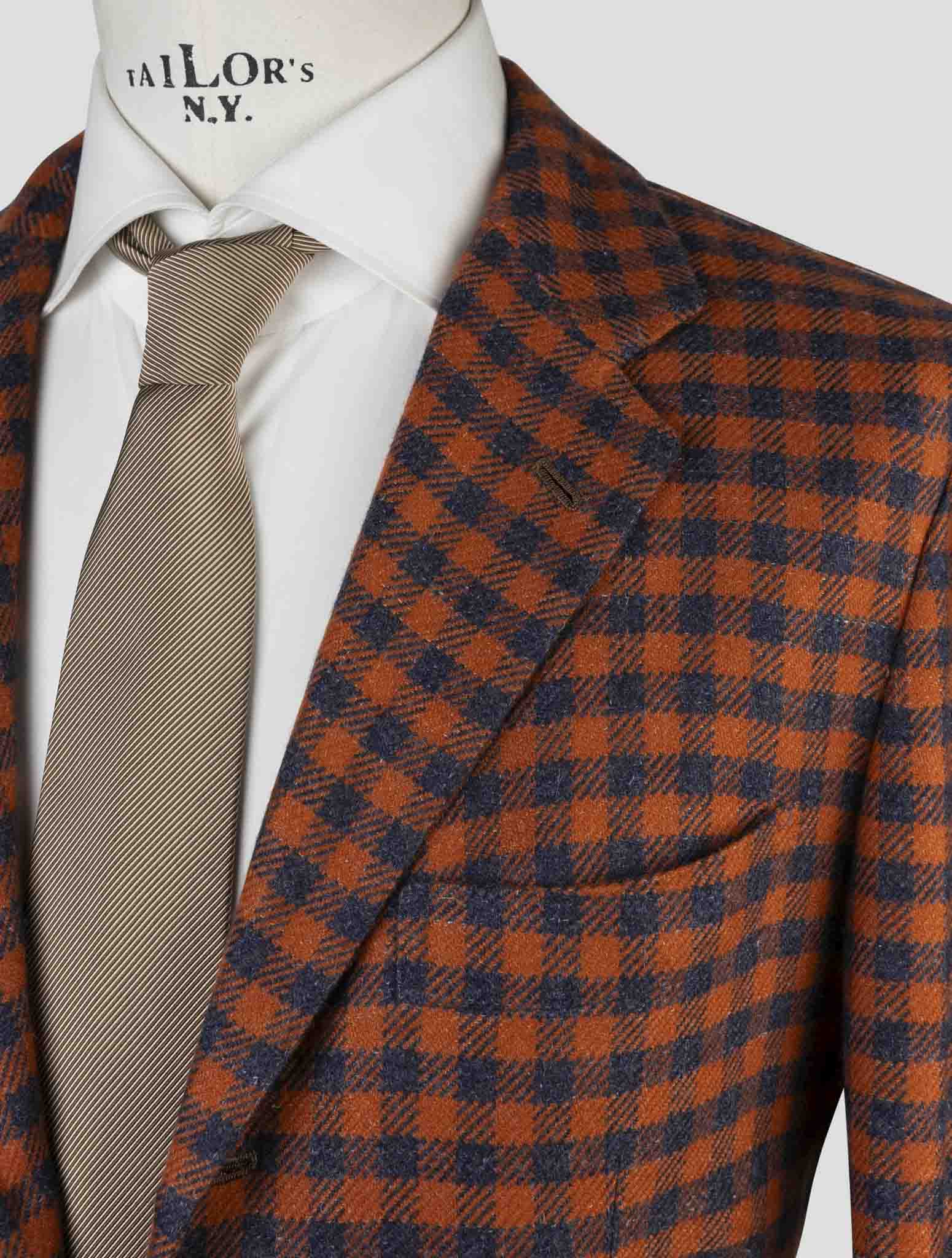 Kiton Orange Blue Cashmere Silk Linen Blazer
