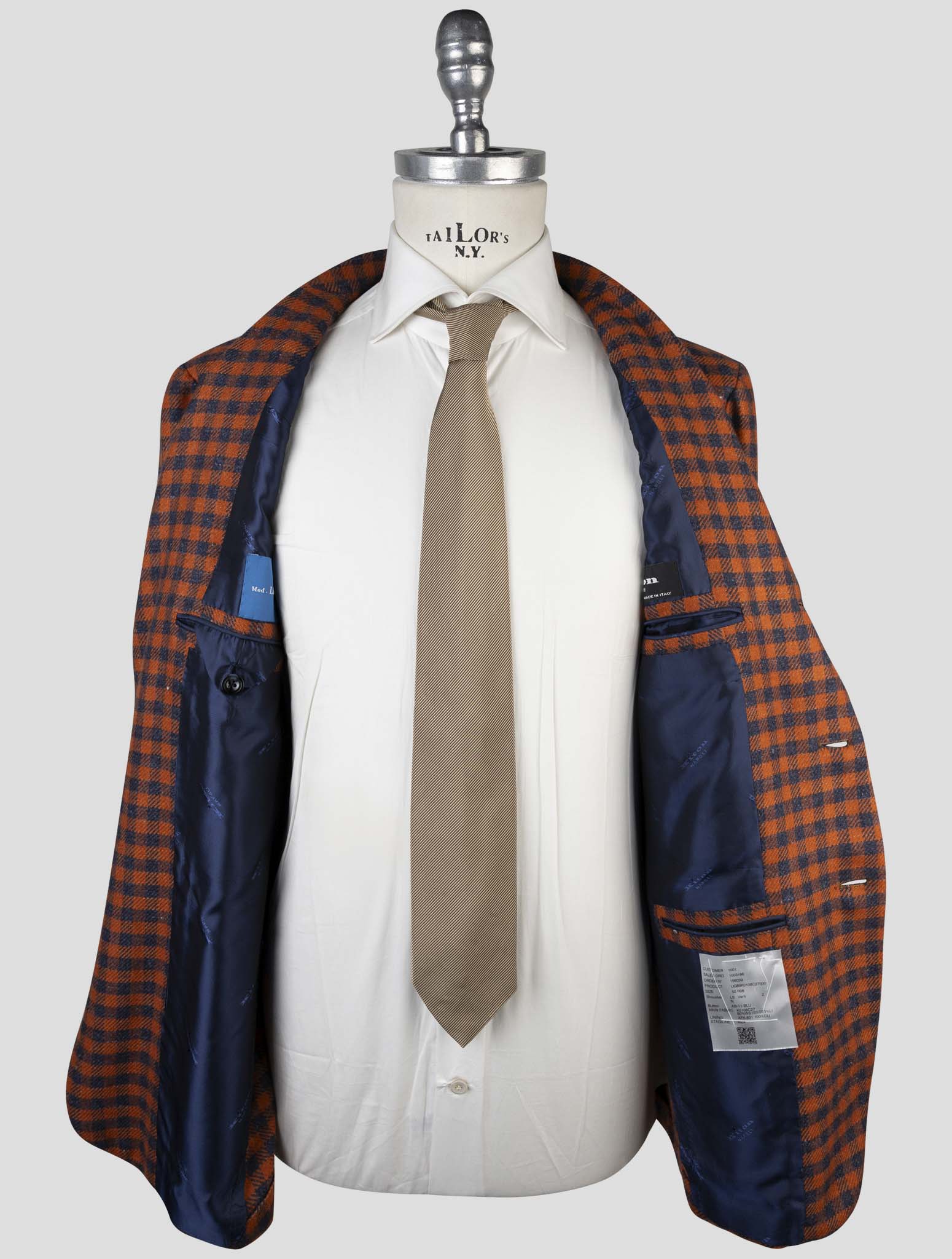 Kiton Orange Blue Cashmere Silk Linen Blazer