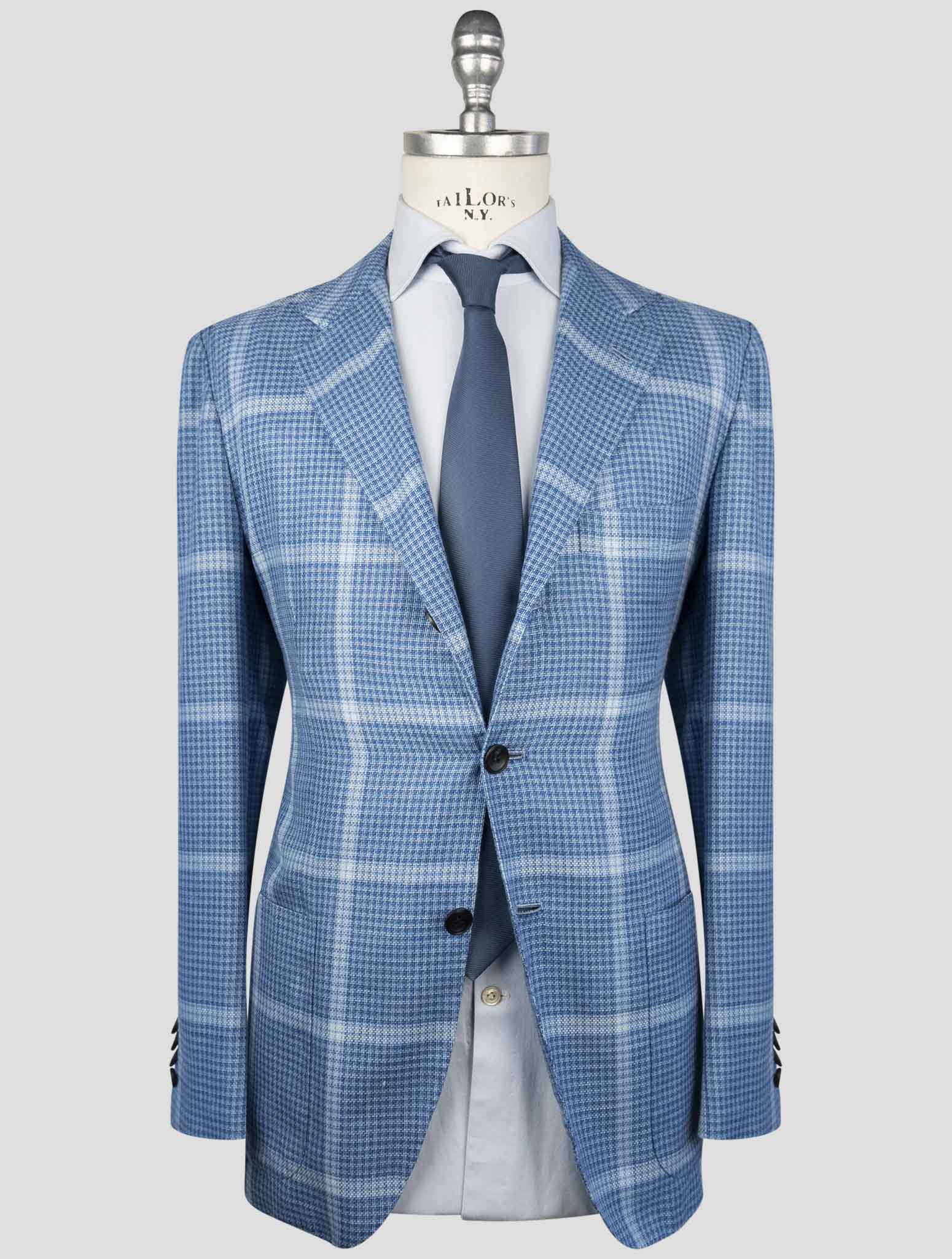 Kiton Blue Cashmere Silk Linen Blazer