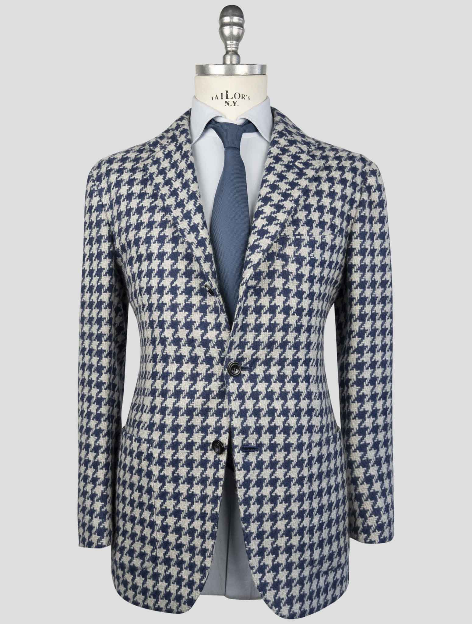 Kiton Blue White Cashmere Blazer