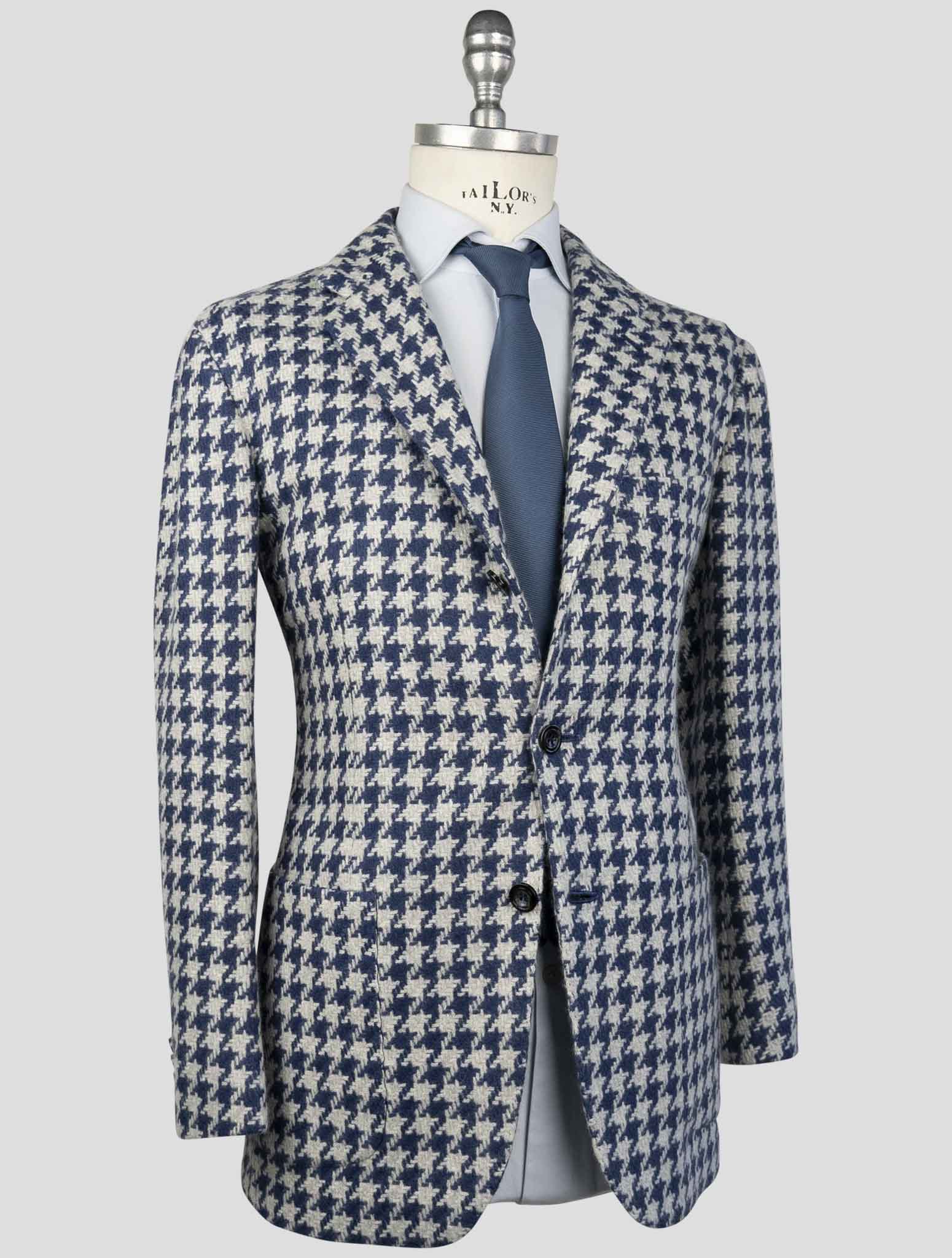 Kiton Blue White Cashmere Blazer