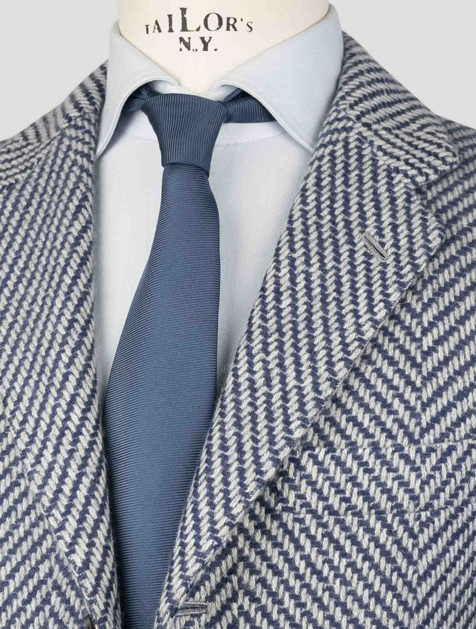 Kiton Blue White Cashmere Blazer