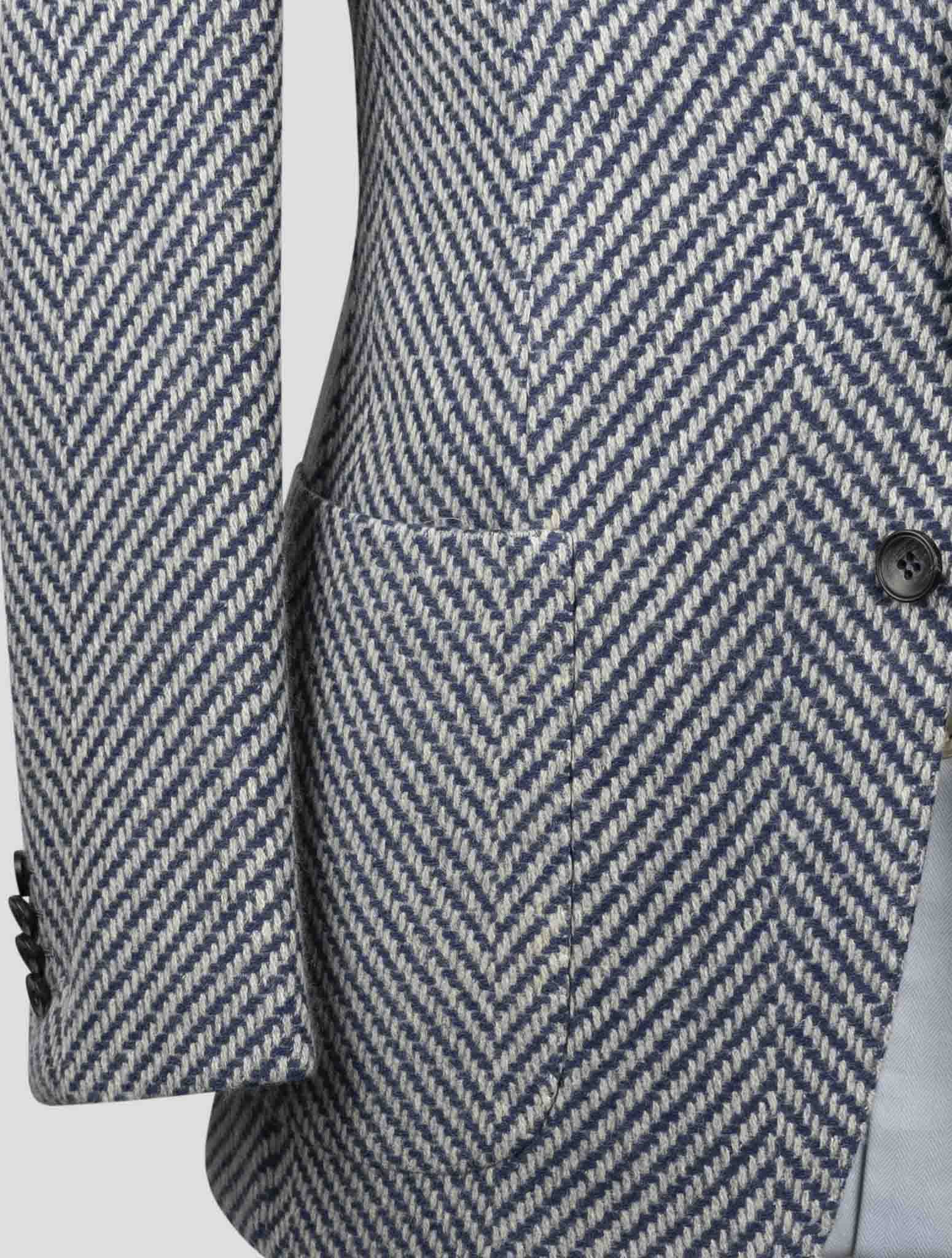 Kiton Blue White Cashmere Blazer