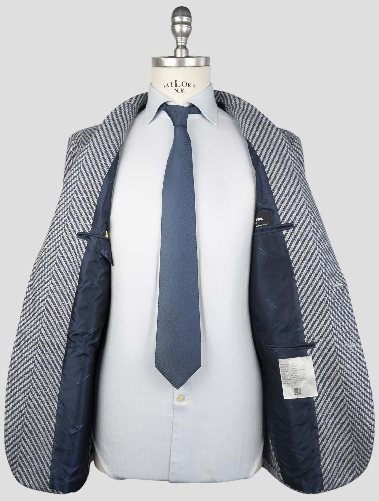 Kiton Blue White Cashmere Blazer