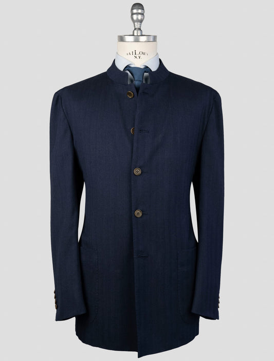 Kiton Blue Virgin Wool Ea Blazer
