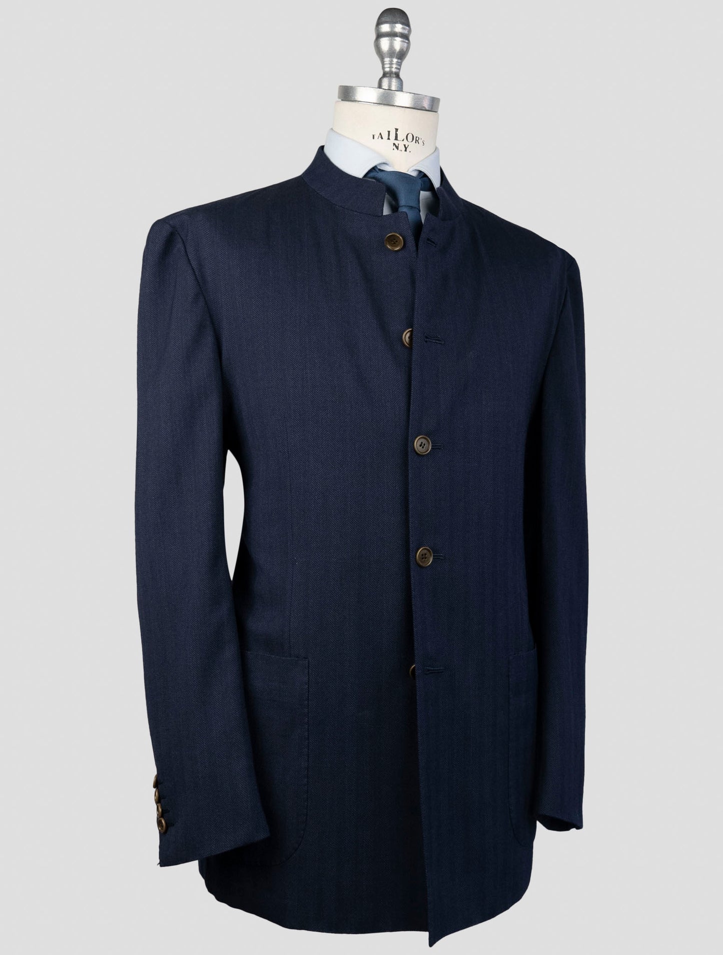 Kiton Blue Virgin Wool Ea Blazer