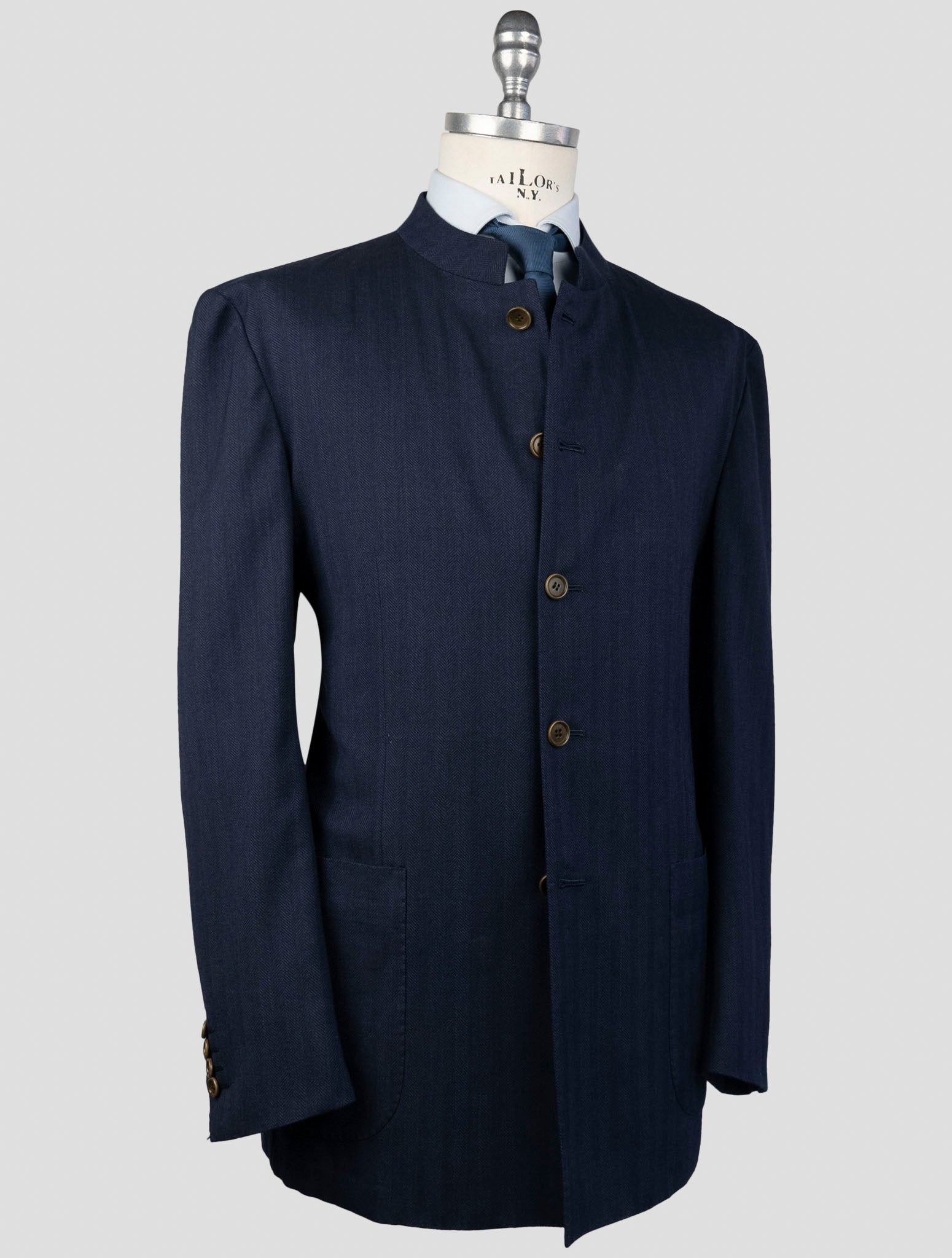 Kiton Blue Virgin Wool Ea Blazer