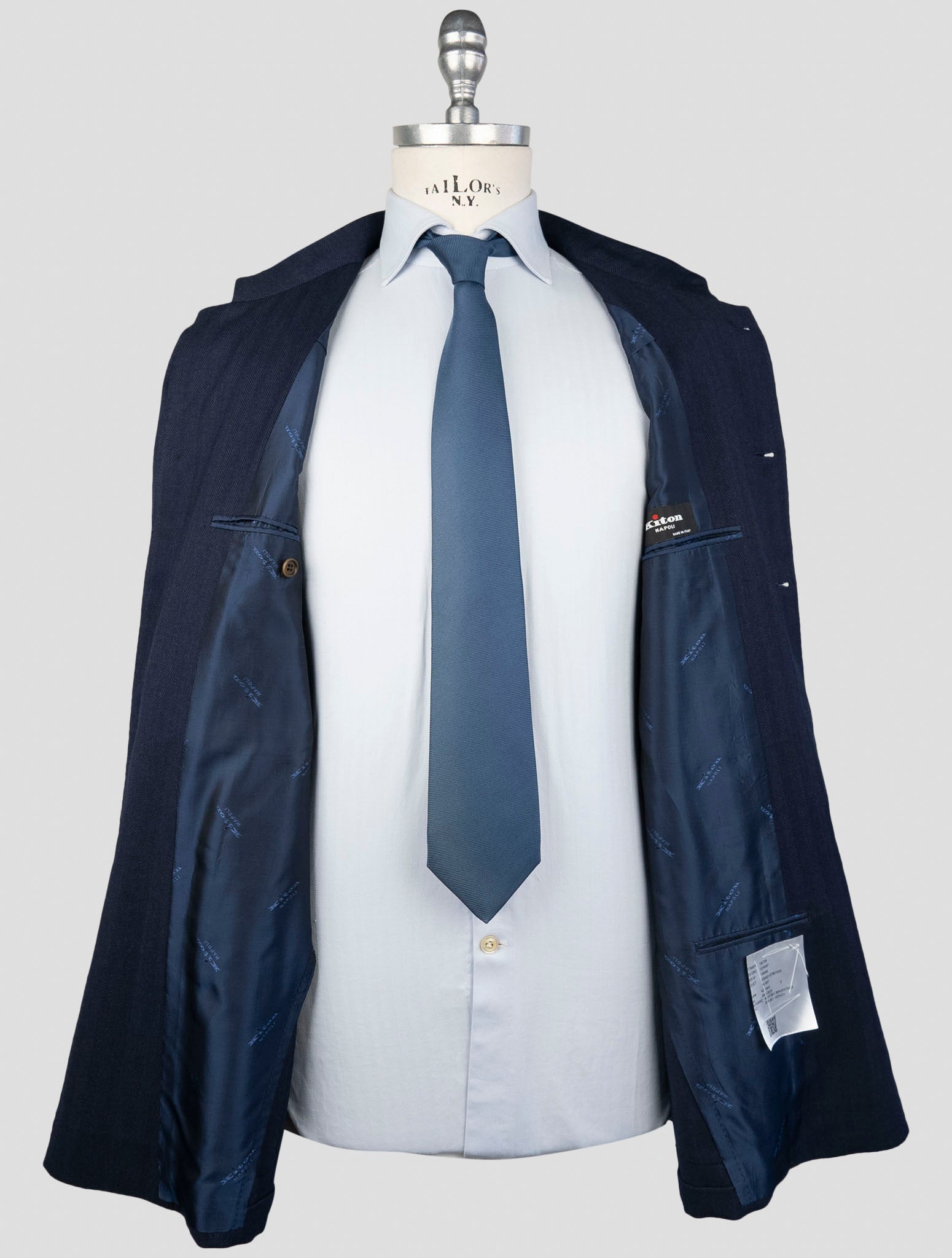 Kiton Blue Virgin Wool Ea Blazer