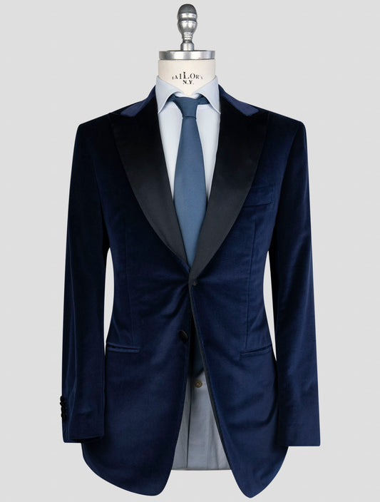Kiton Blue Cotton Blazer Smoking