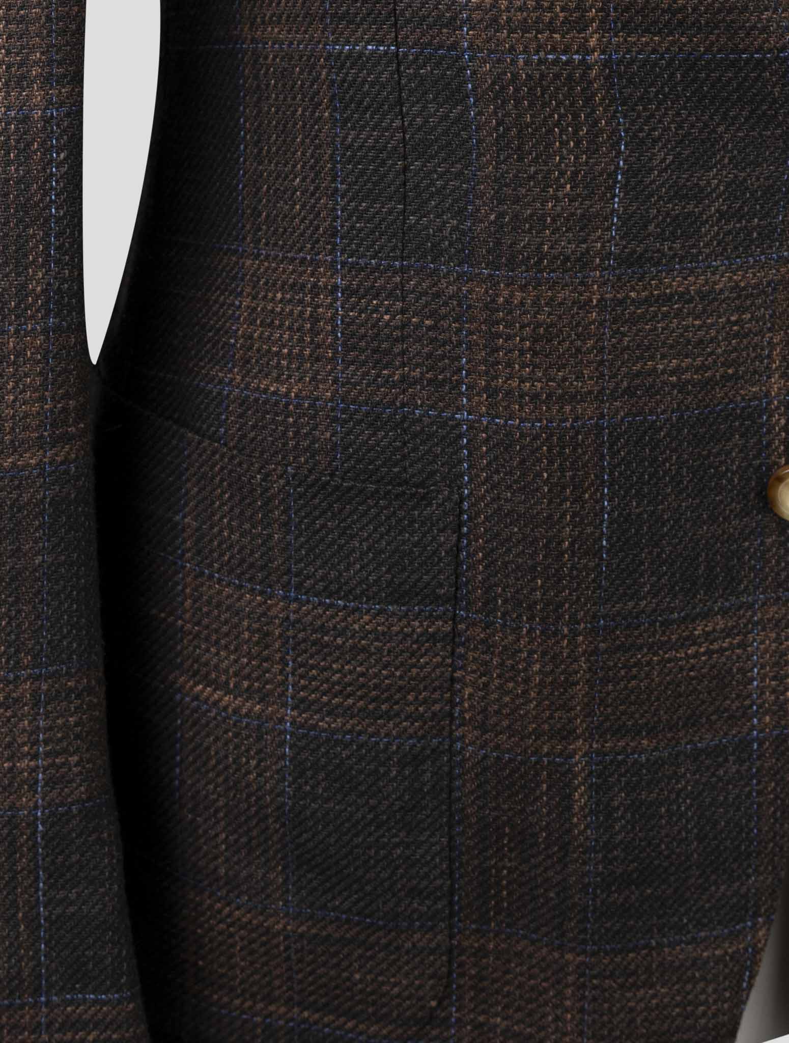 Kiton Brown Cashmere Silk Cotton Virgin Wool Pa Blazer