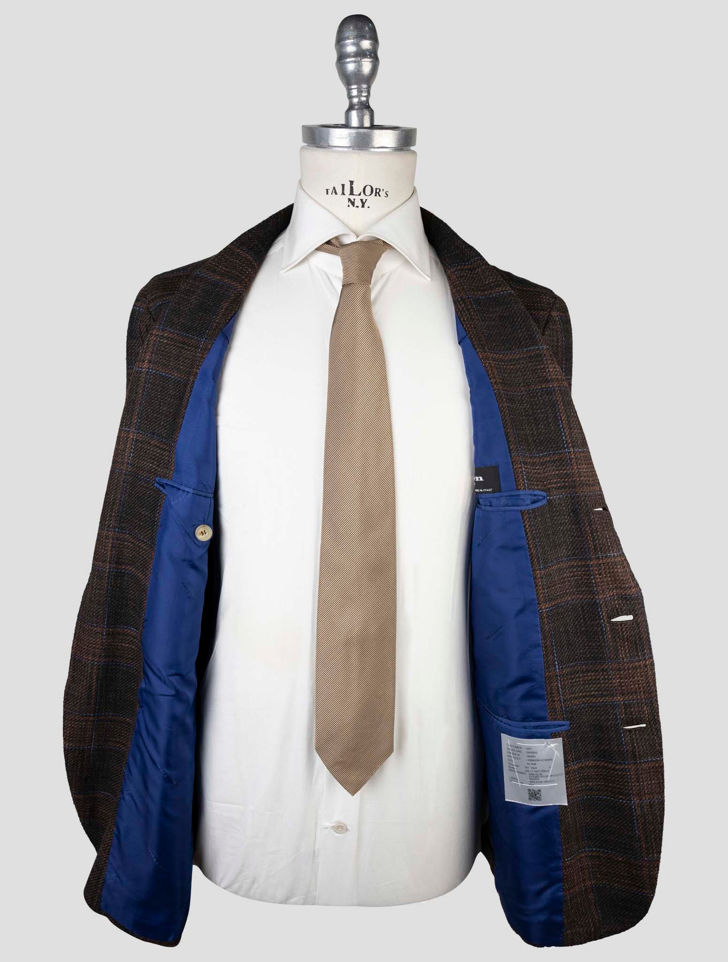 Kiton Brown Cashmere Silk Cotton Virgin Wool Pa Blazer