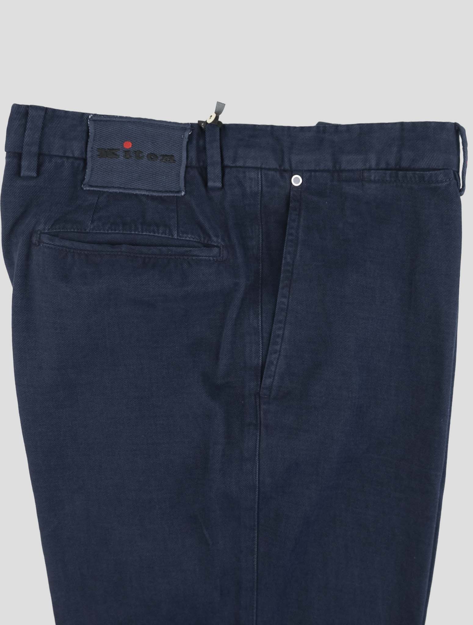 Kiton Blue Cotton Cashmere Pants