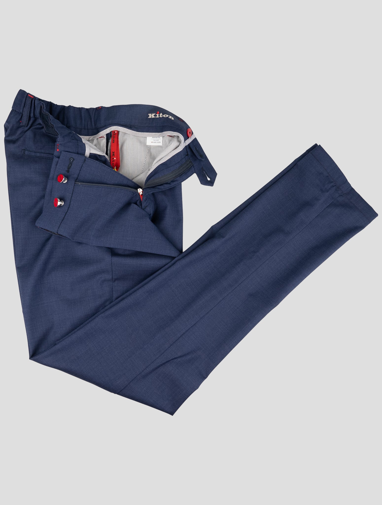 Kiton Blue Virgin Wool Ea Pants