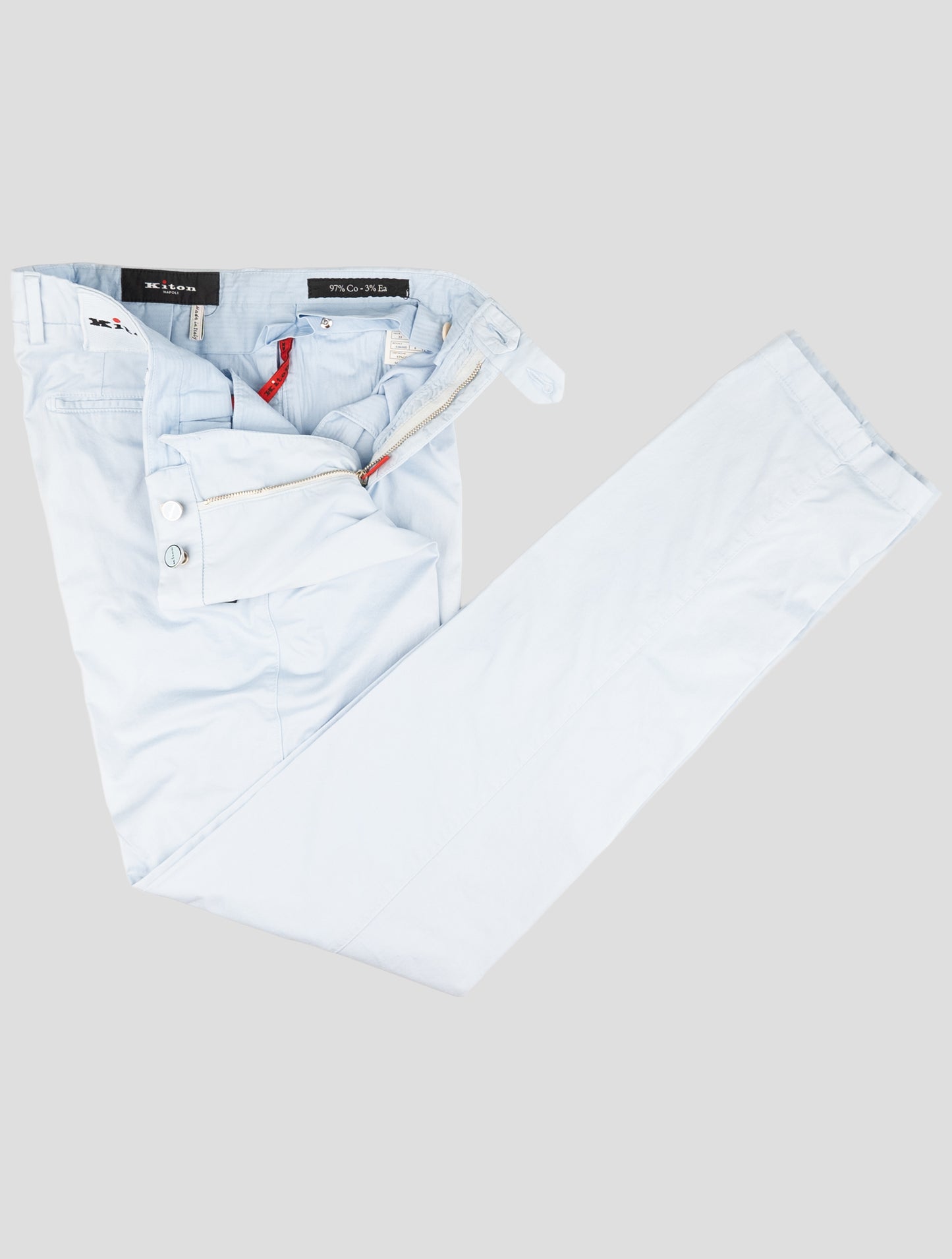 Kiton Light Blue Cotton Ea Pants
